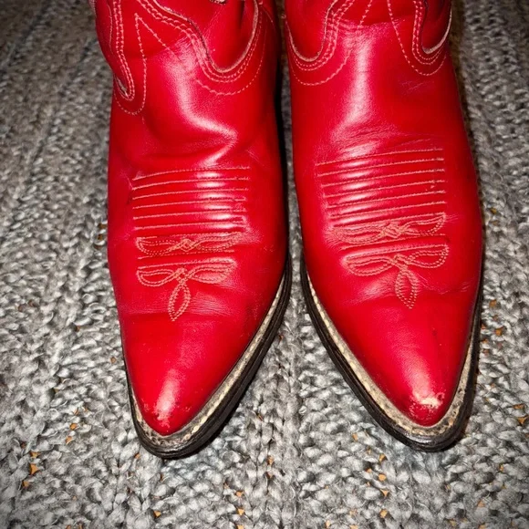 Vintage Red Leather TEXAS CowboyBoots S7, Signed by country legend Marty Stuart - Picture 6 of 13